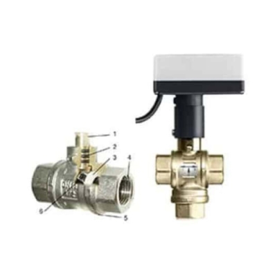 Vana compacta cu bila motorizata FlowControl NICAB COMPACT cu 2 sau 3 cai, DN15–DN20
